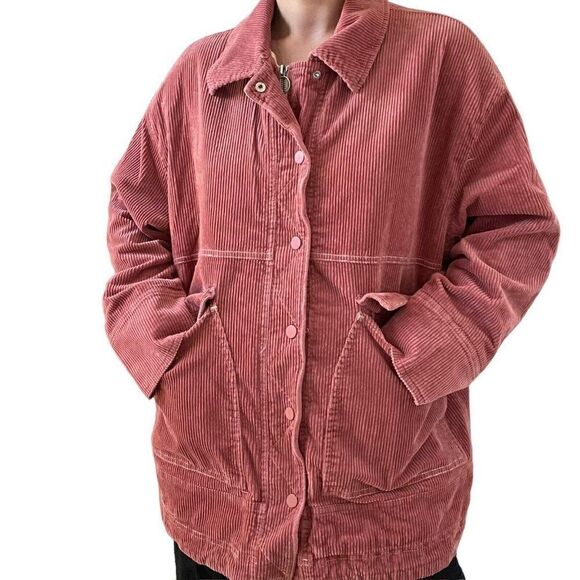 Free People We The Free Pink Corduroy Oversized Boxy Field Jacket Sz M - Picture 4 of 9